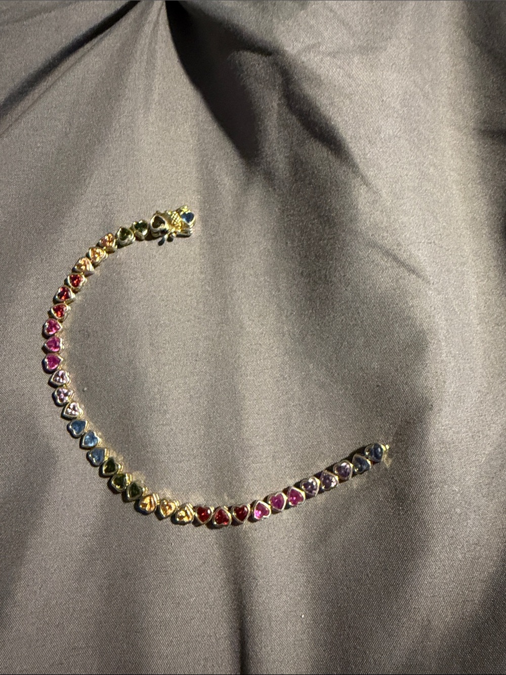 Savvy Cie sterling silver gold tone CZ Heart Tennis Bracelet - read description
